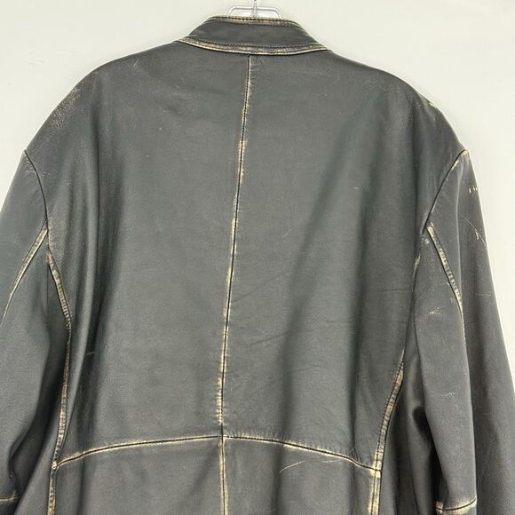 Top Gun Leather Jacket Mens XXL Distressed Moto Aviator Vintage Aviation - Picture 5 of 16
